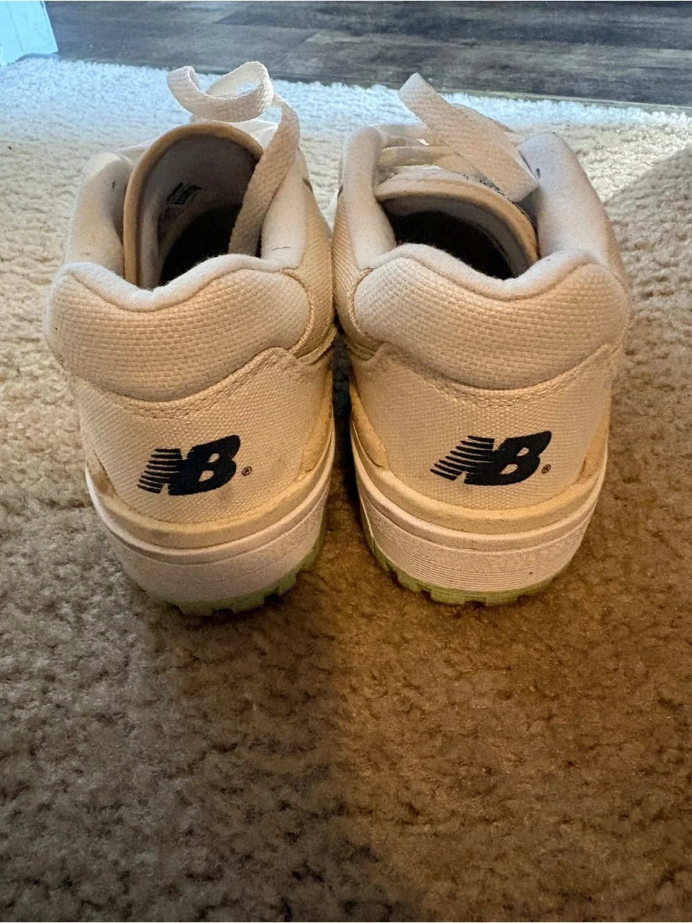 New Balance Women’s White Sneakers with Lime Highlights
